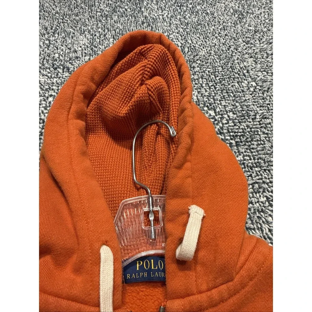Polo Ralph Lauren Mens Orange Thermal Lined Full Zip Hoodie Sweatshirt Small